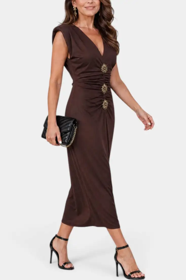 V-Neck Midi Dress