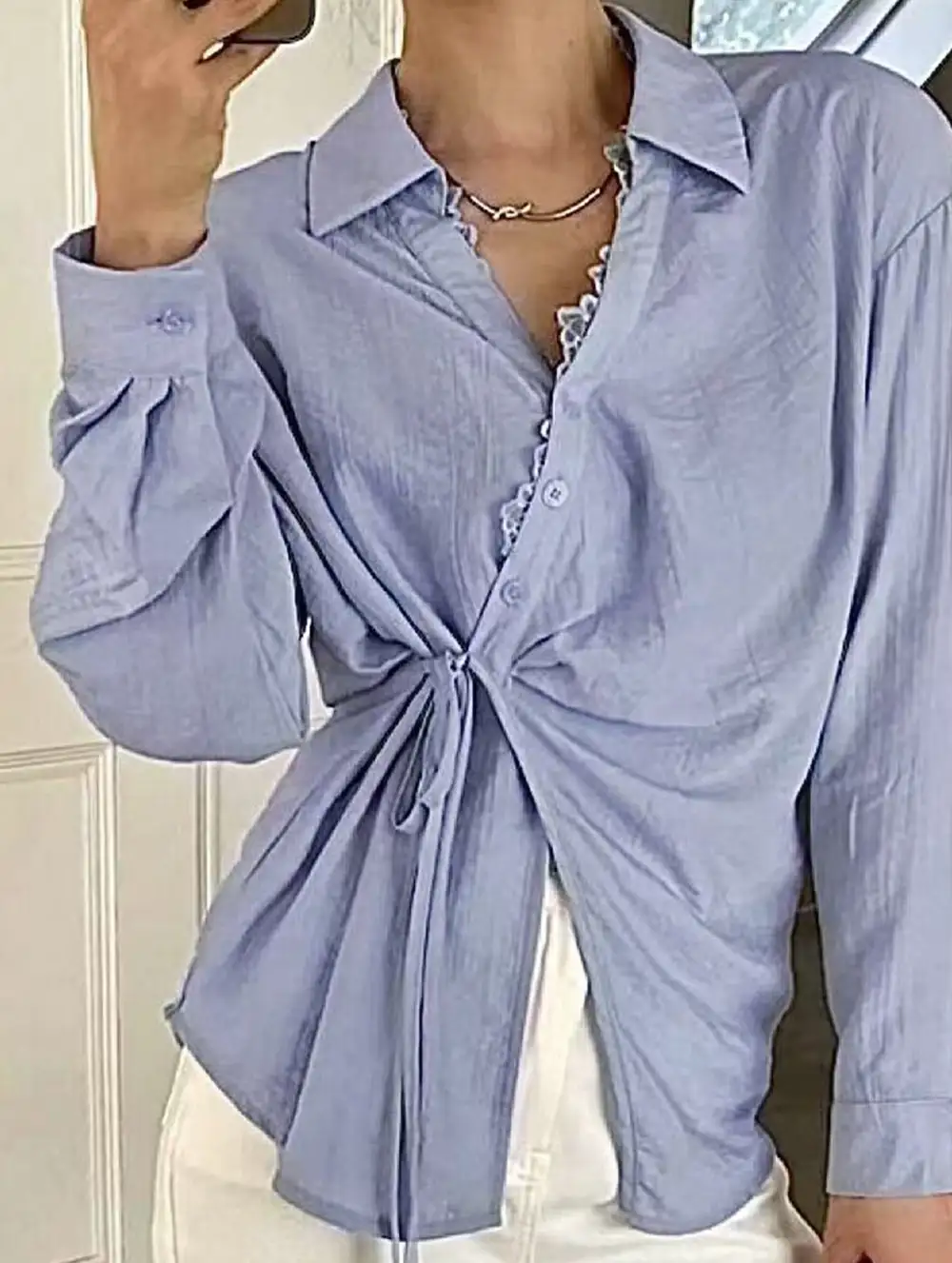 Tie Waist Long Sleeve Shirt