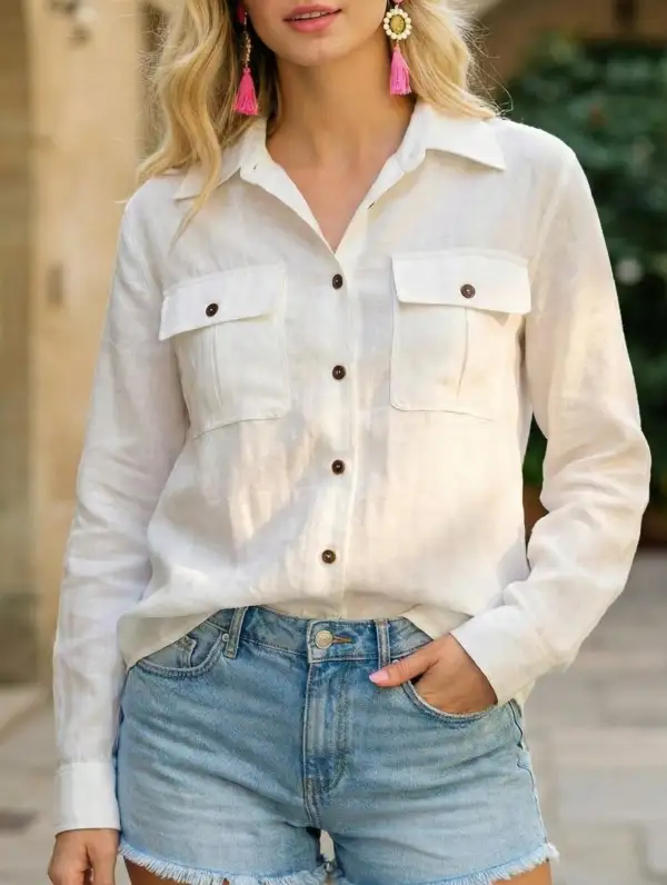Tencel Linen Utility Pocket Top