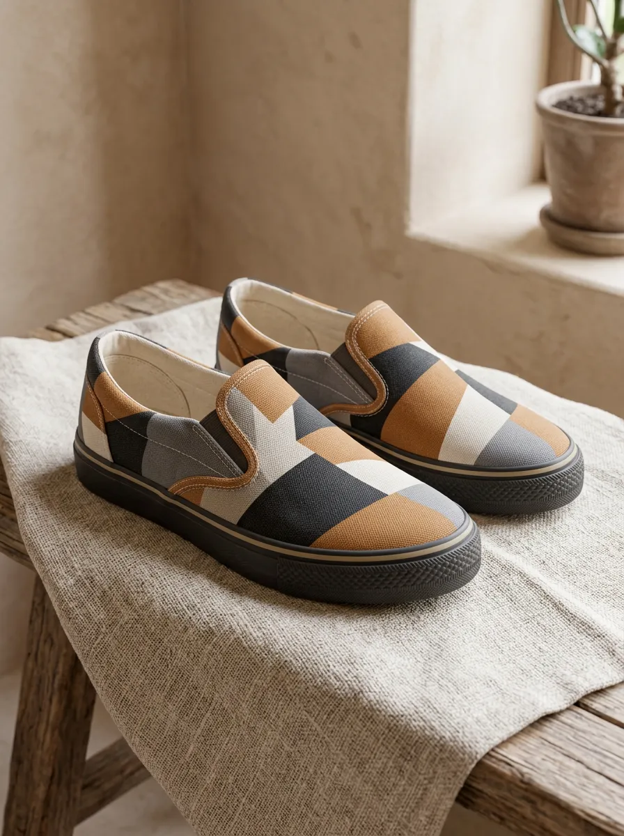 Men's Modern Geometric Colorblock Pattern Patterned Canvas Shoes