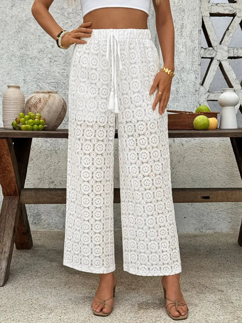 Relaxed Lace Wide Leg Pants