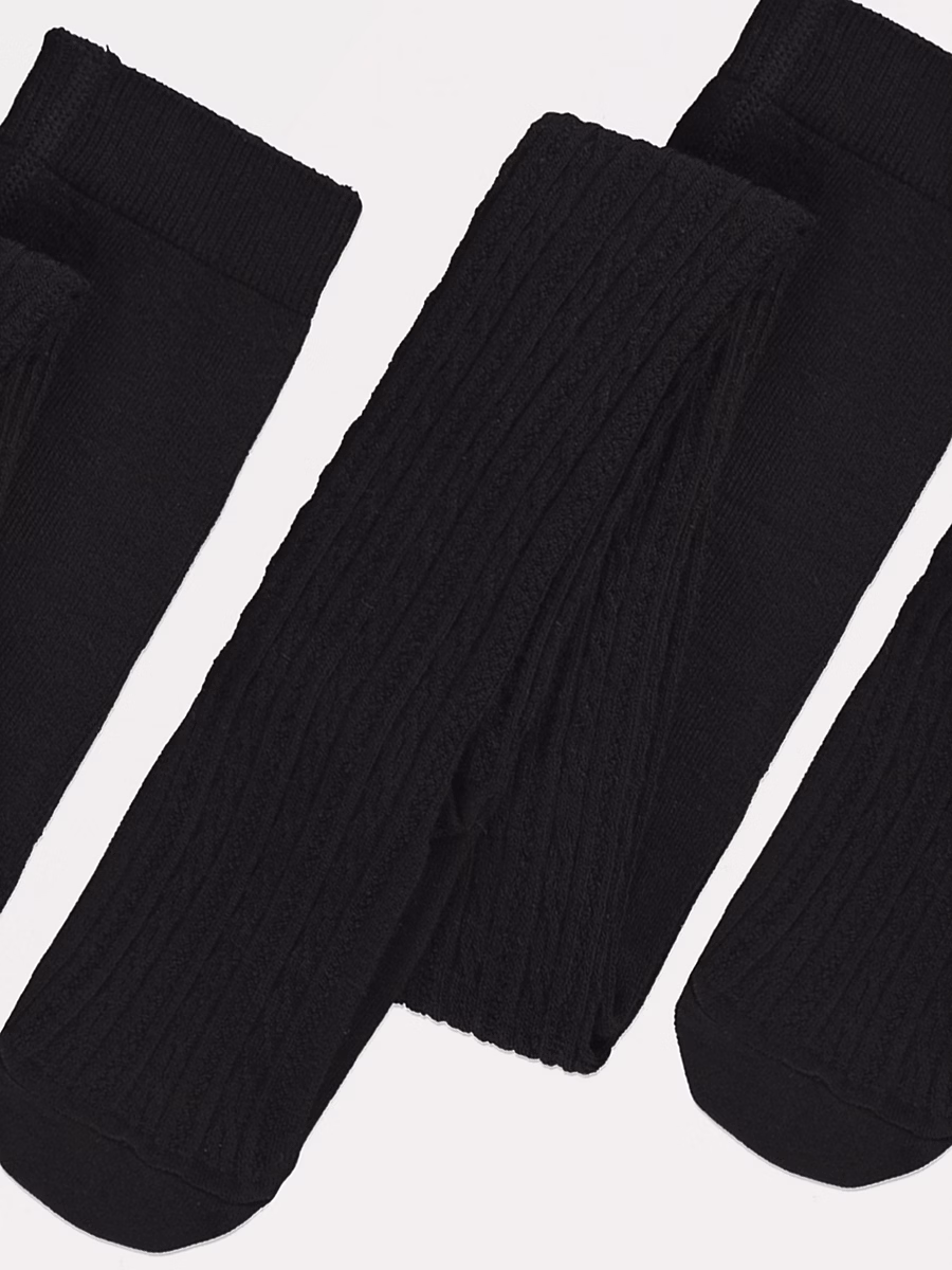 Black Cable Knit Tights 3 Pack detail 1