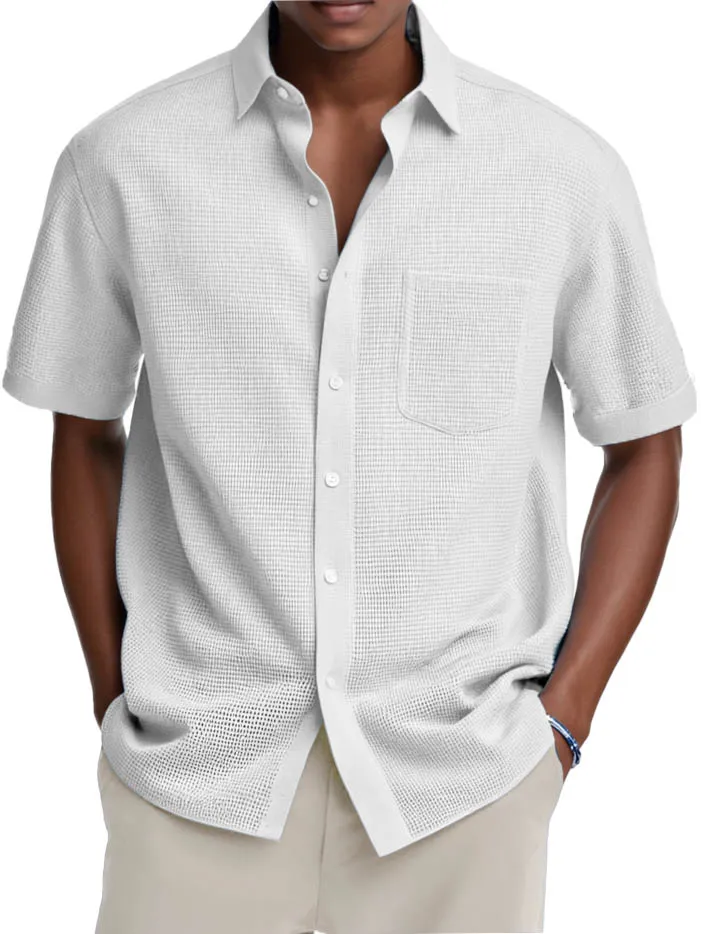 Everyday Textured Knit Pocket Shirt