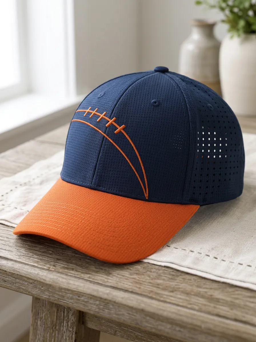 Men's Football Lover Orange Stitch Printed Cap