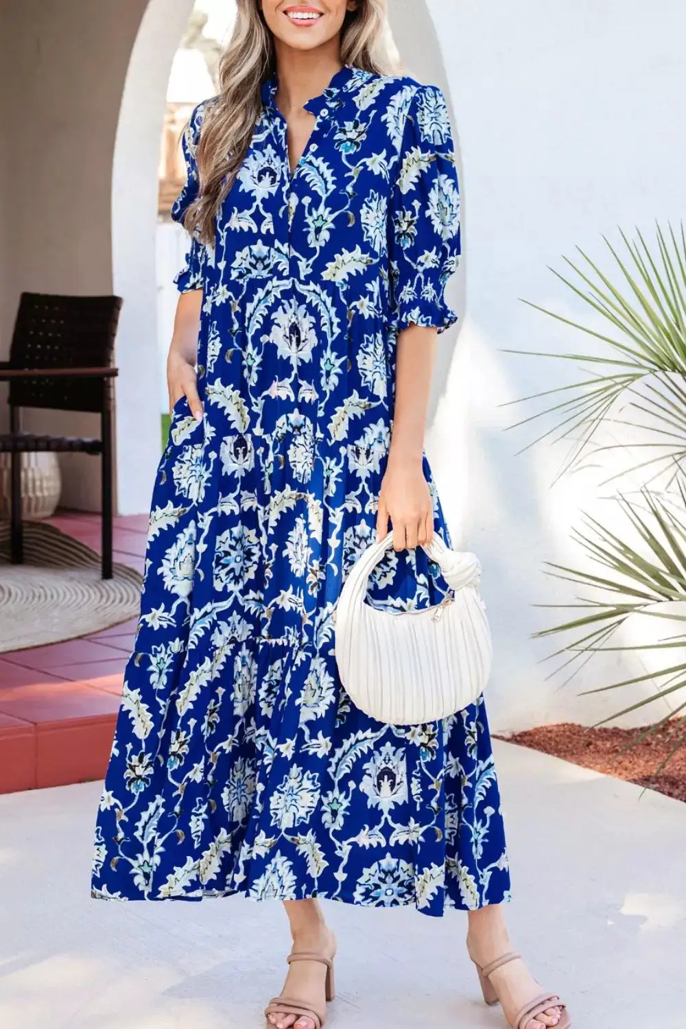 Floral Printed Ruffle Dress Casual