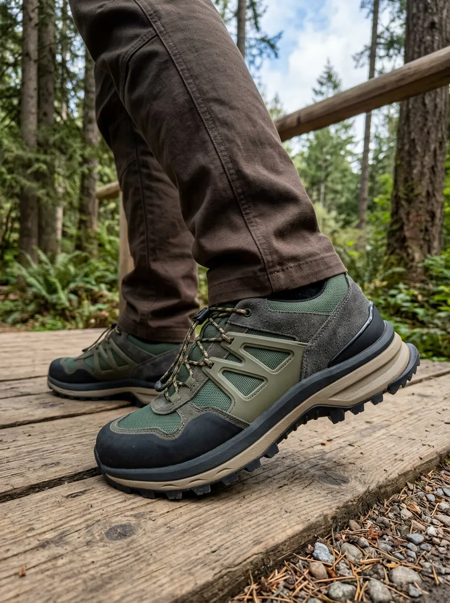 Men's Hiking Outdoor Adventure Olive Green Printed Shoes