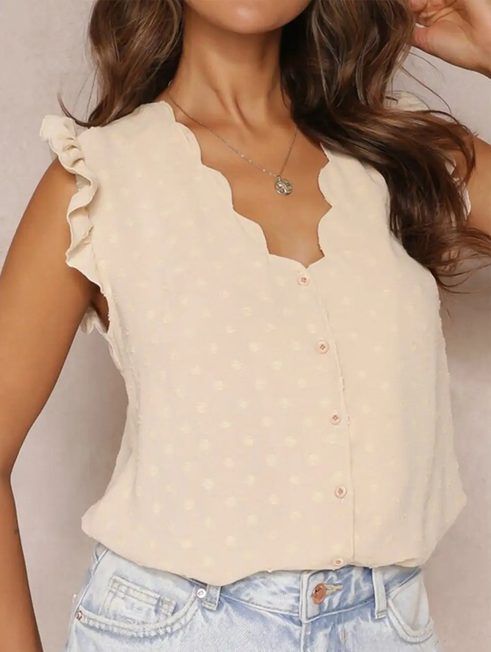Workwear V Neck Flutter Sleeve Blouse