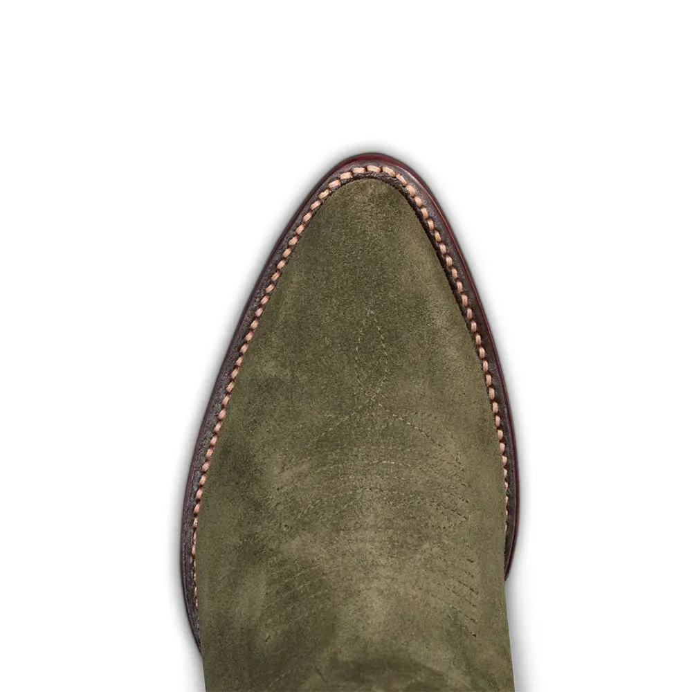 Faux-Suede Embroidered Pointed-Toe Chunky-Heel Knee-High Boots