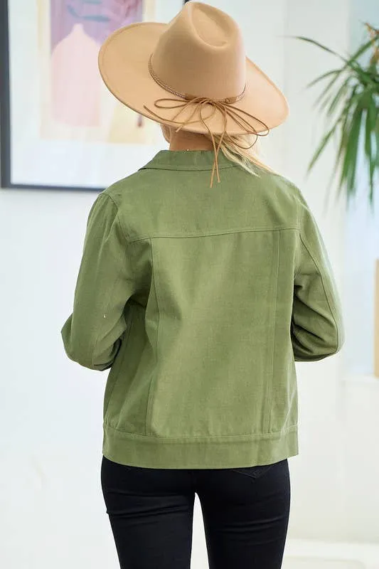 Olive Zipper Front Jacket