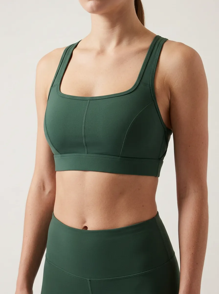 Women's Square Neck Wide Strap Seamless Sports Bra