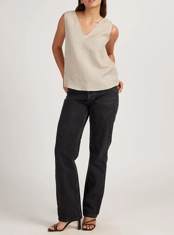 Ginger Linen V-Neck Tank