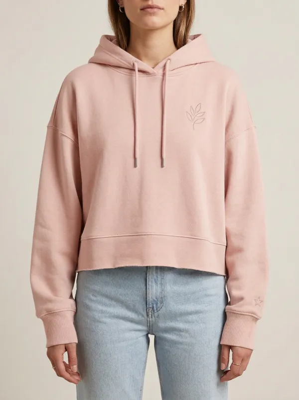 Women's Minimalist Leaf Star Embroidered Printed Hoodie
