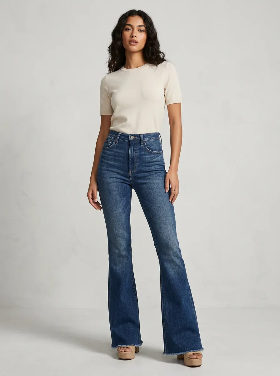 Minimal High-Waist Women's High-Waist Stretch Flare Jeans