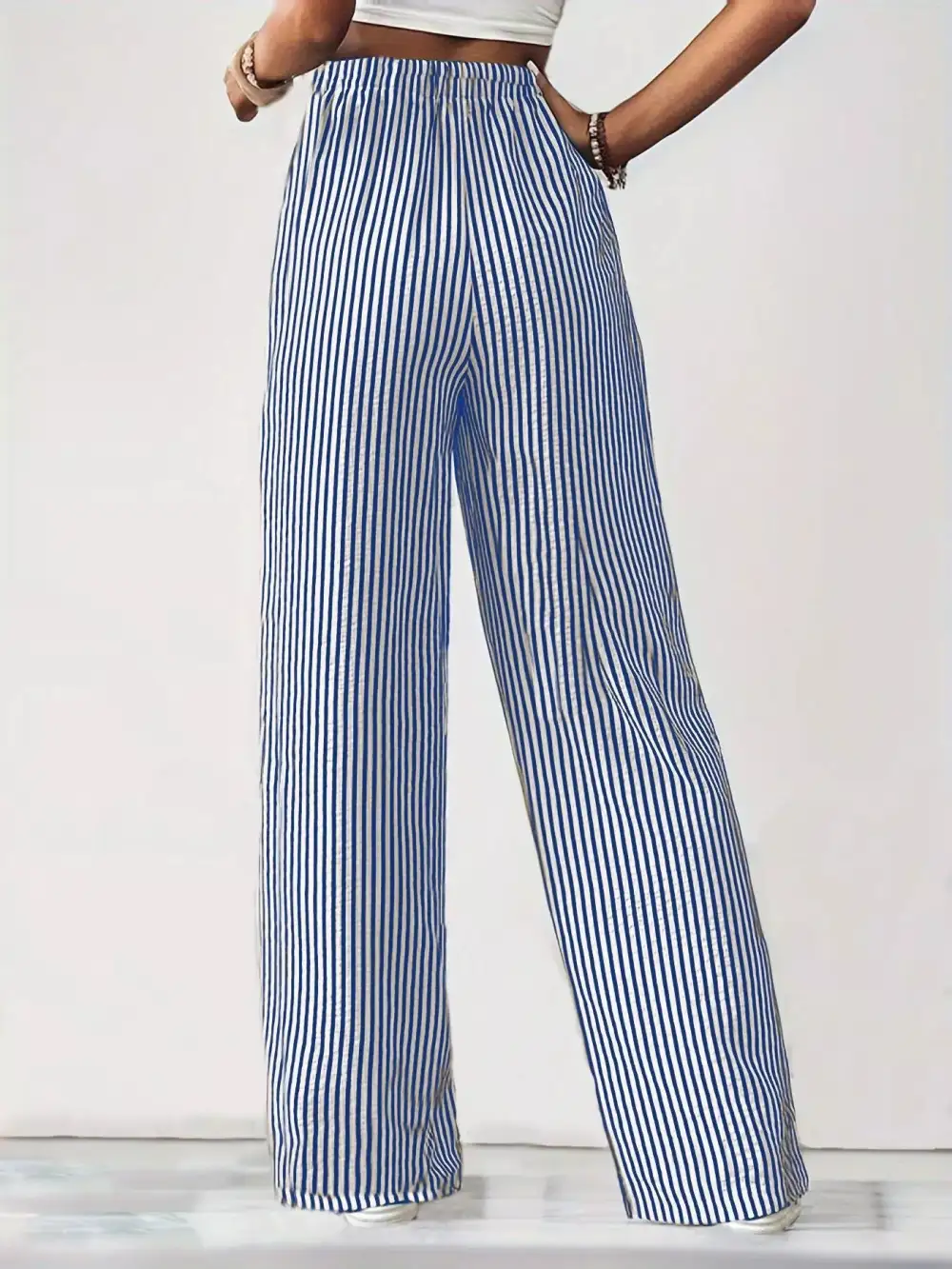 Sequin Striped High Rise Wide Leg Pants