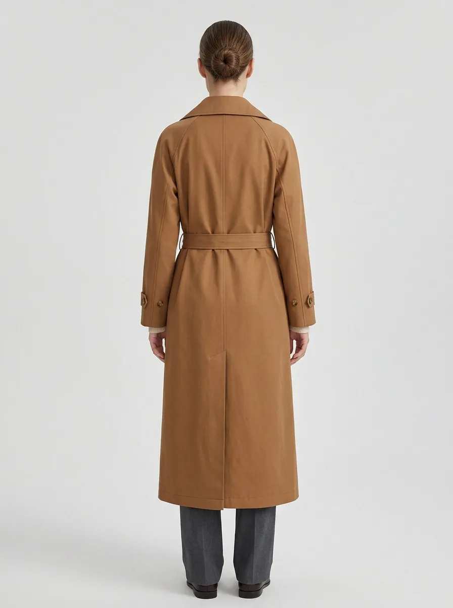 Women's Tailored Belted Minimalist Long Trench Coat