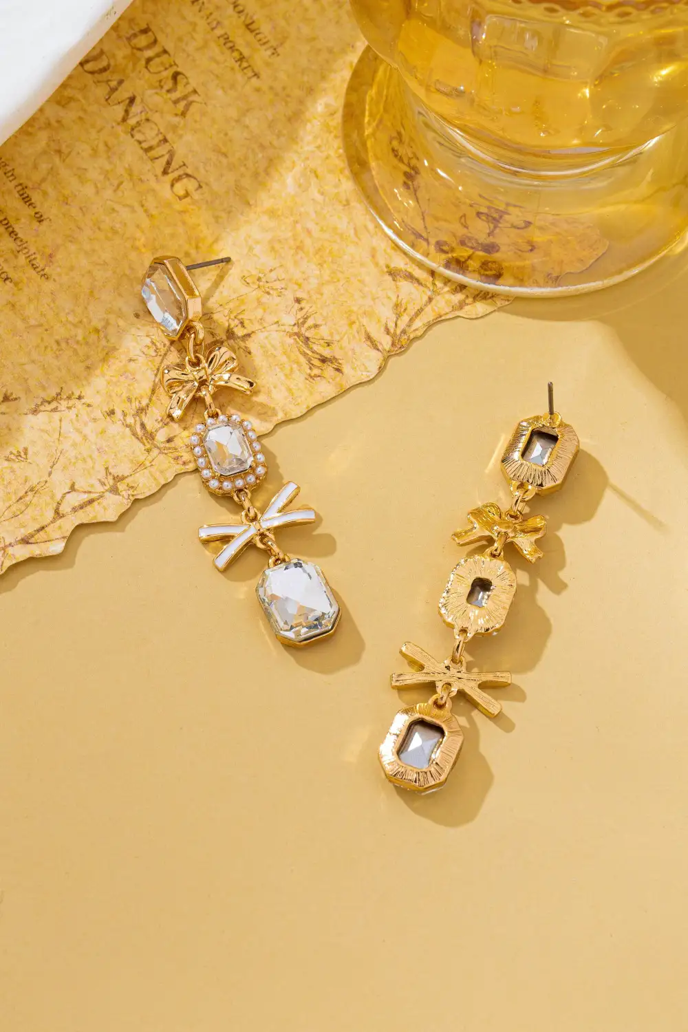 merald Cut Crystal Bow Drop