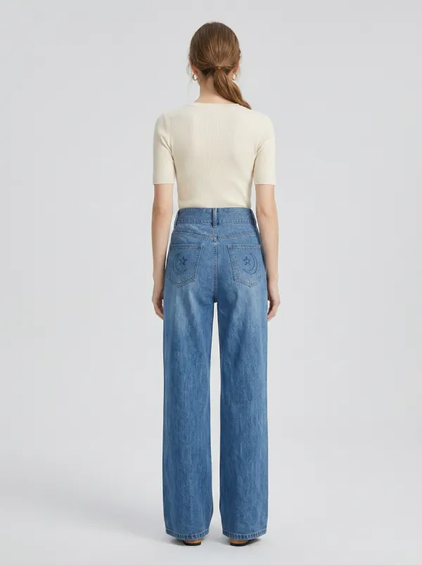 Women's Wide Leg Casual Denim Jeans