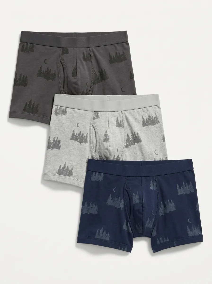 Men's Three-Pair Forest Moon Fly-Front Boxer Brief Set
