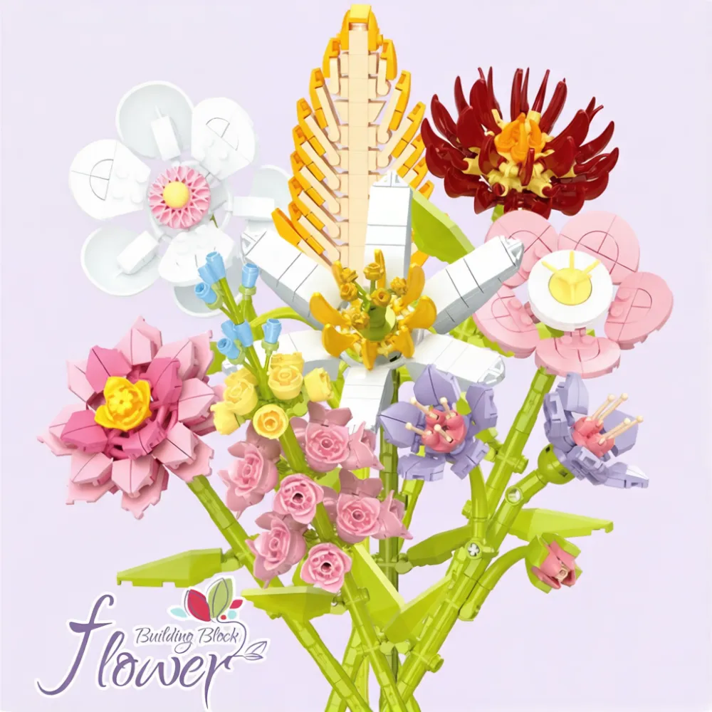 Flowers Bouquet Building Blocks Toy Set, Flower Bouquet Building Kit with Rose, Sunflower Wildflower Collection,Gifts, Home Decor -8RH7