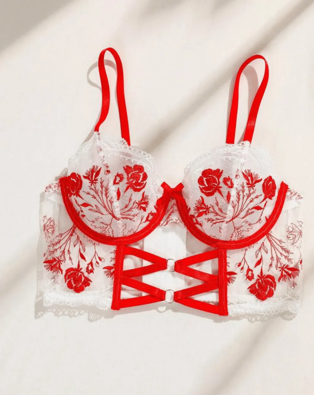 Refined Embroidered Corset Lingerie Set