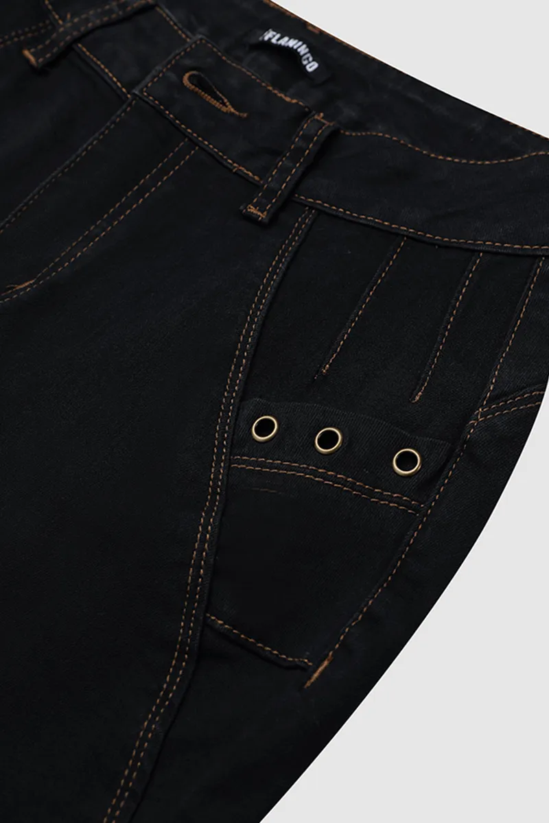 Zipper Mid Waist Capris Denim Bottom