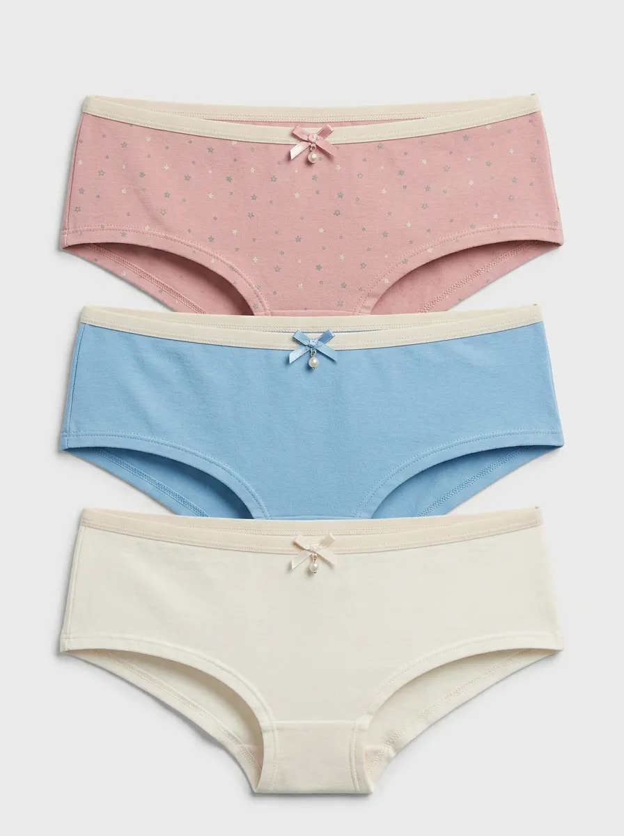 Bow-Detail Star Women's Three-Piece Panty Set