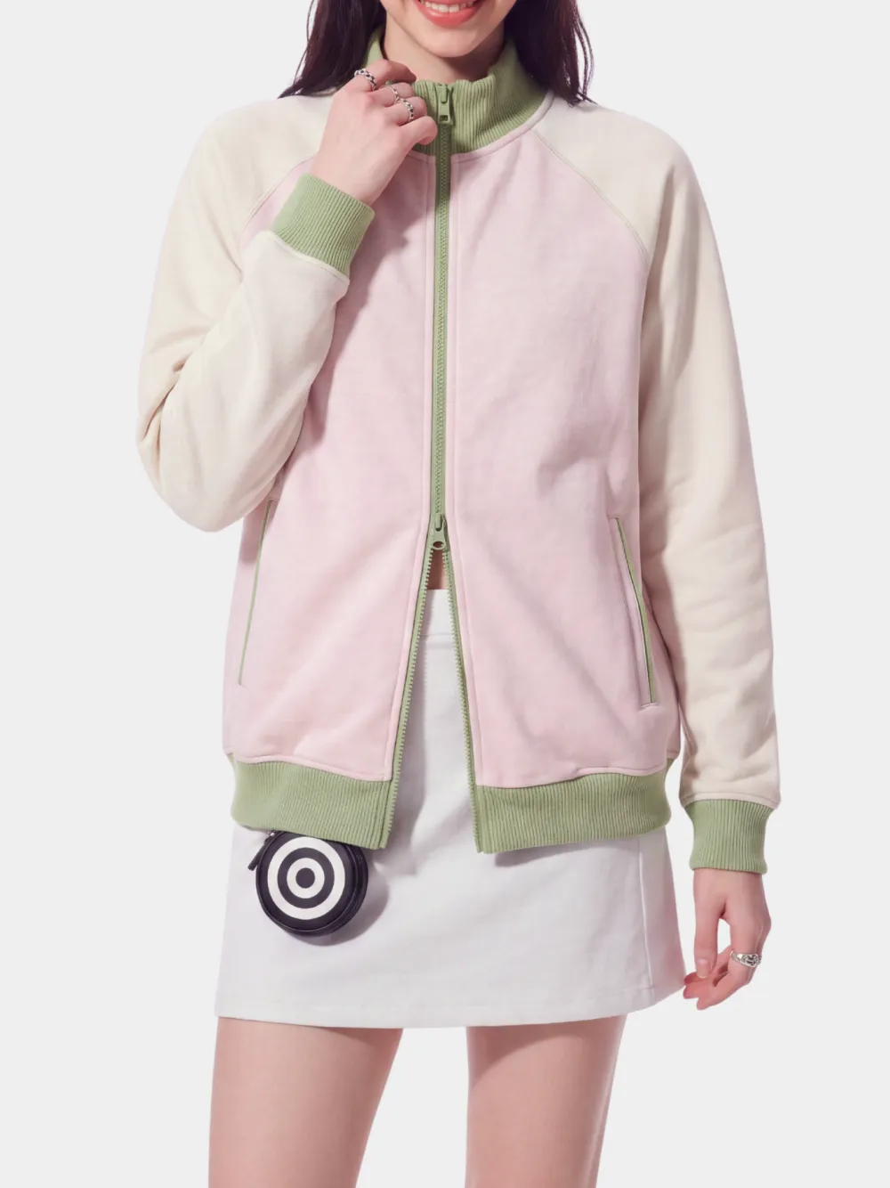 Lightweight Stand Collar Color Block Outdoor Utility Jacket