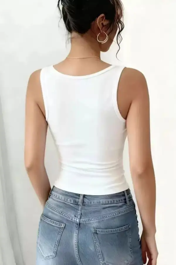 Lace Trim Fitted Tank Top