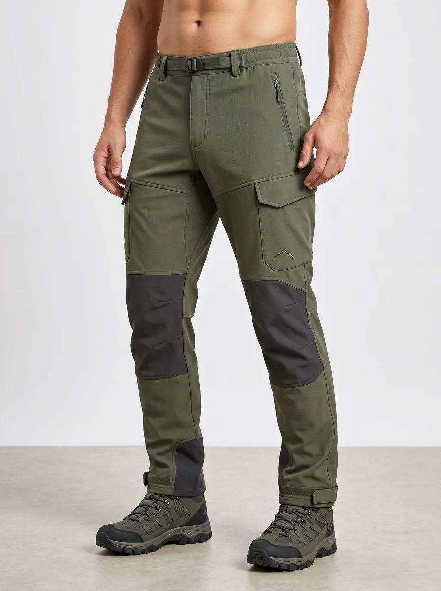 Men's Outdoor Cargo Pants with Printed Mountain Print