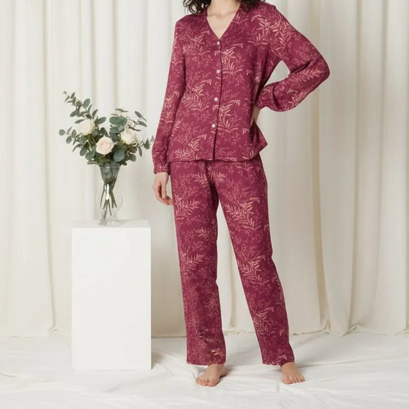 Leaf Print Pajama Set