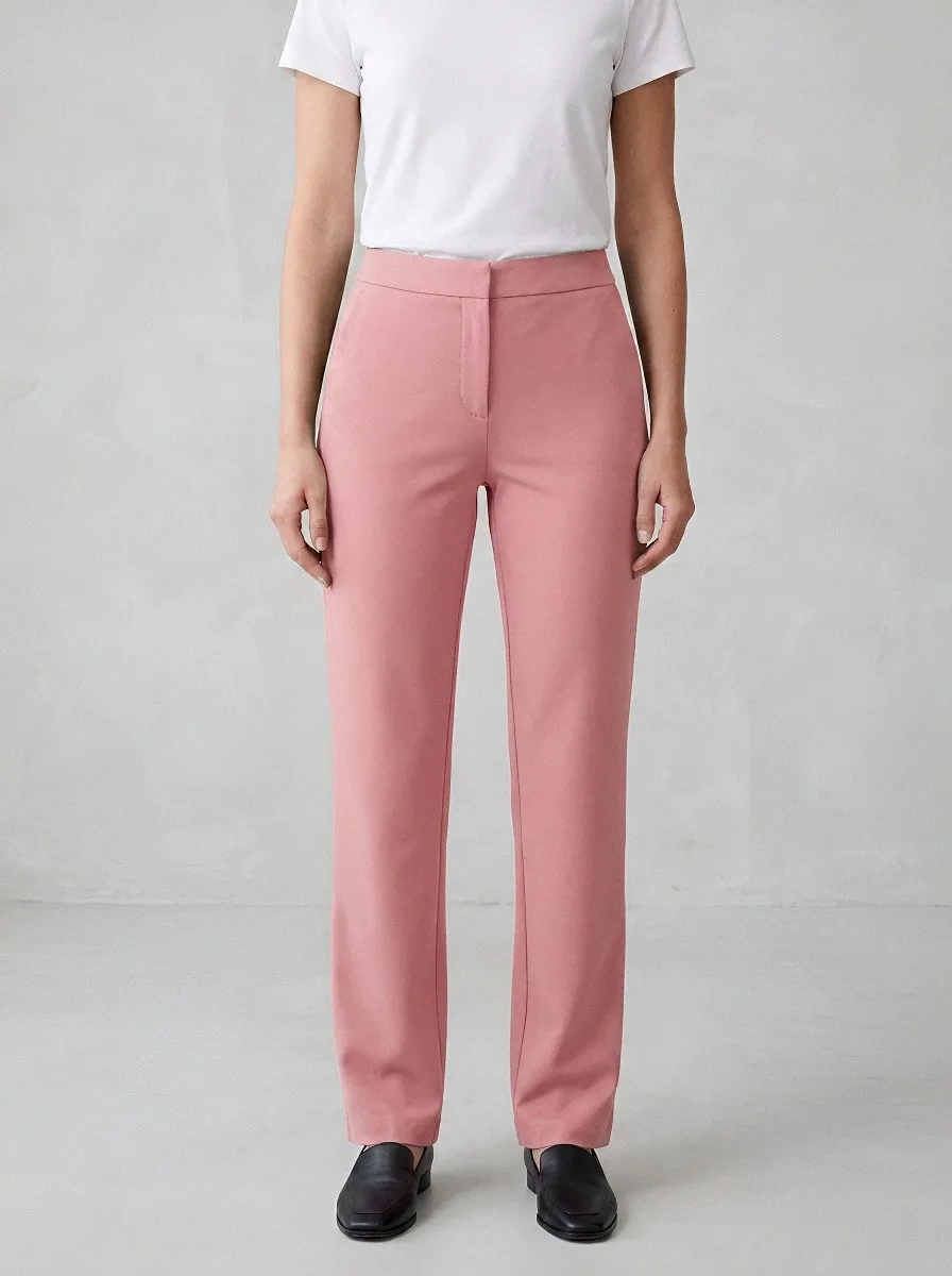 Women's Minimalist Tailored Mid-Rise High-Stretch Straight-Leg Pants