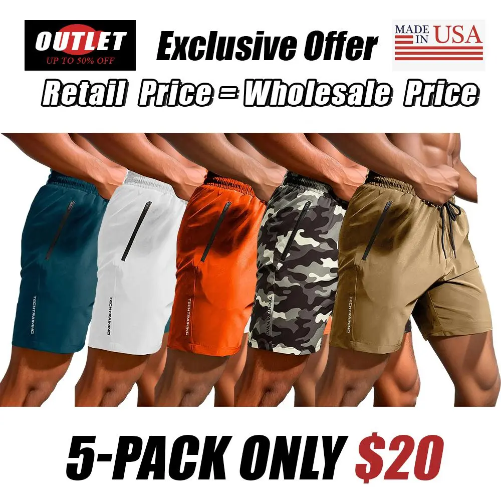 Men's New Trendy Letter Print Zipper Pocket Drawstring Waist Track Shorts