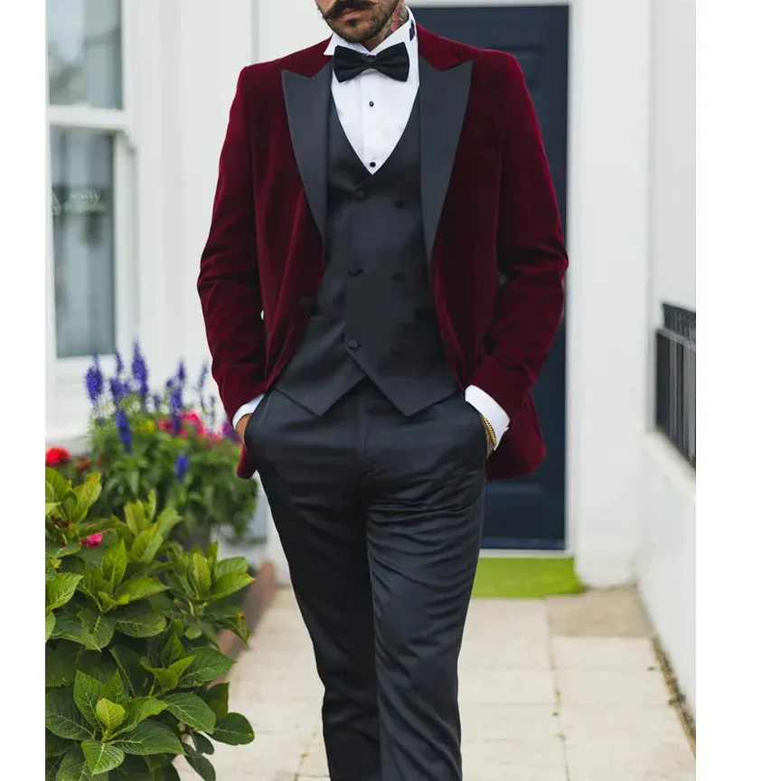Men S Wine Velvet Tux