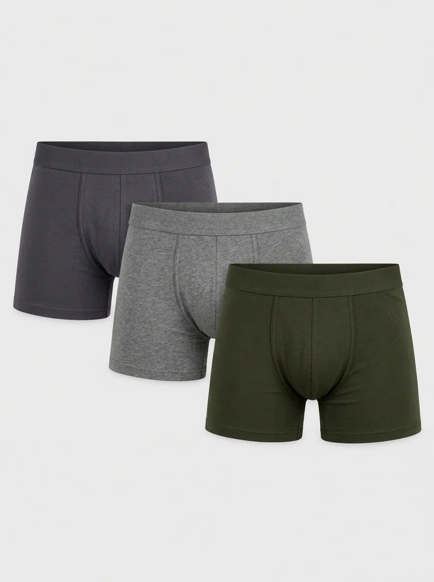Men's Multi-Pack Solid Color Logo Embroidered Boxer Briefs