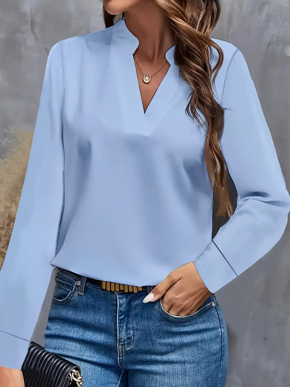 Long Sleeve Draped Blouse