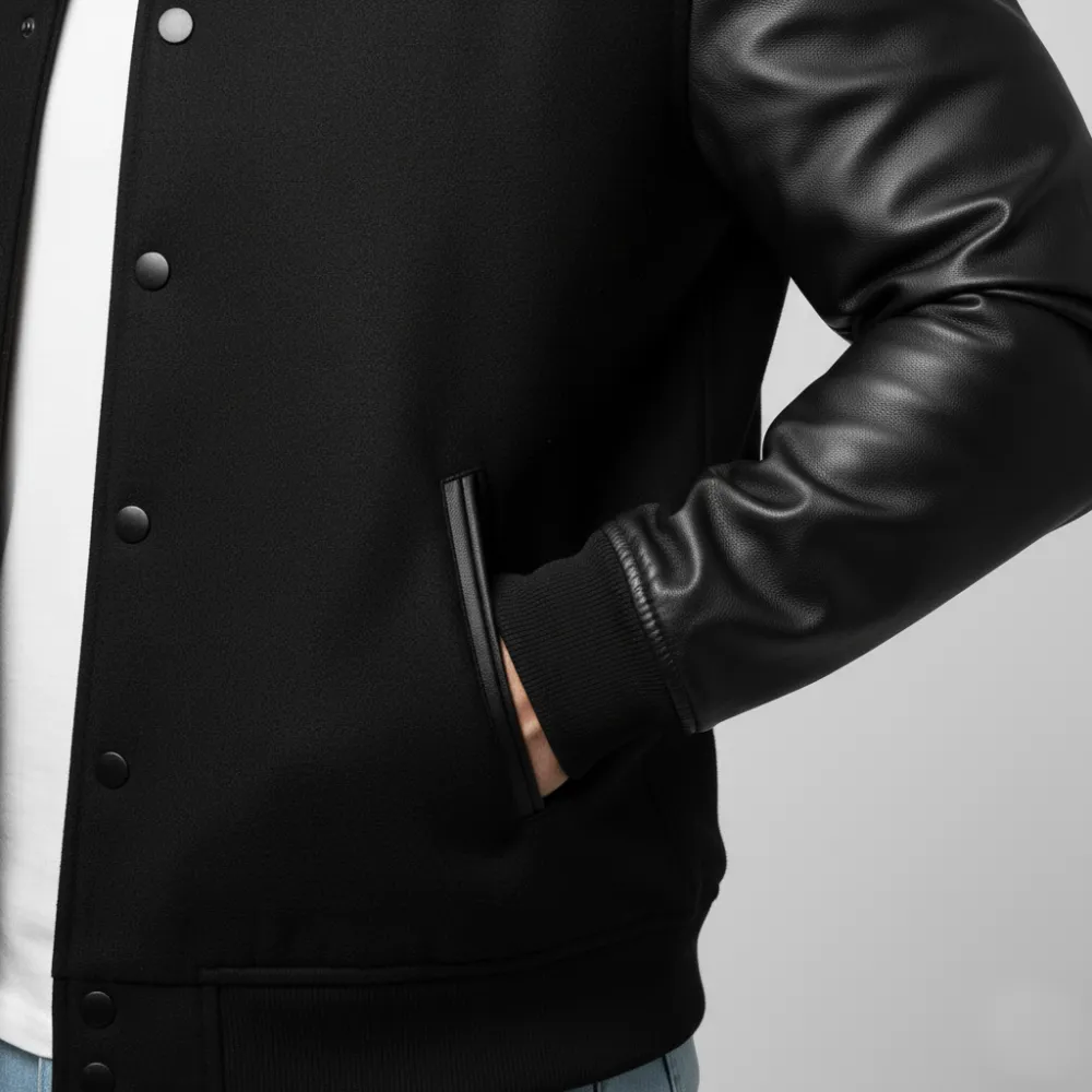 Tonal Wool Letterman Jacket