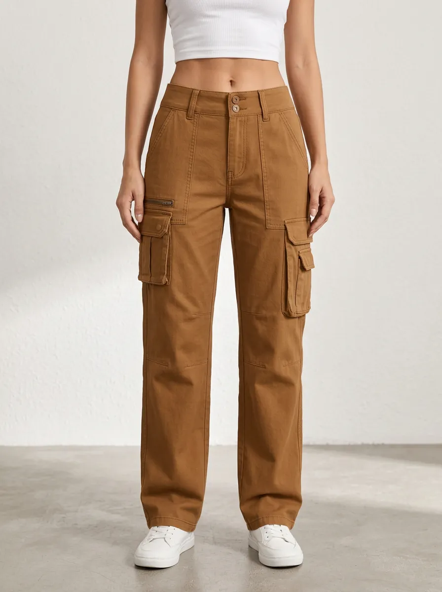 Women's Smart Casual Cargo Straight Leg Multi-Pocket Pants