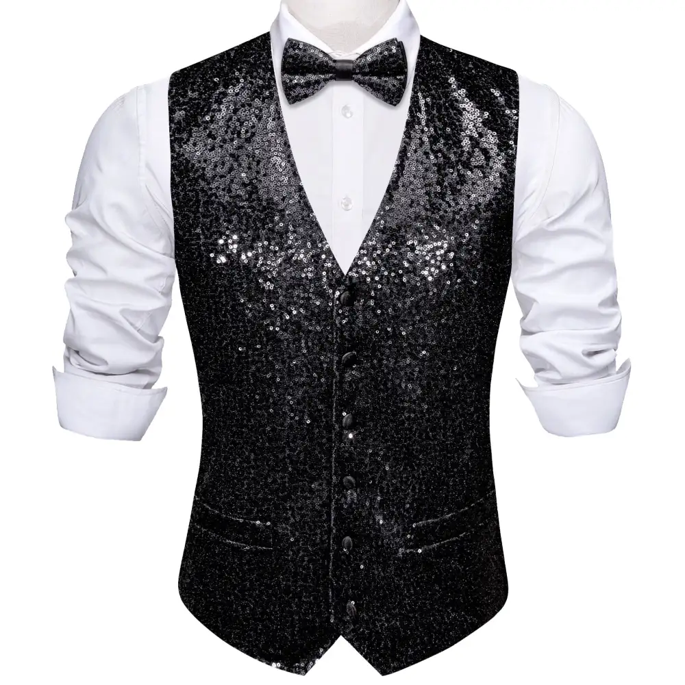 Vest Shining Bow Tie Set