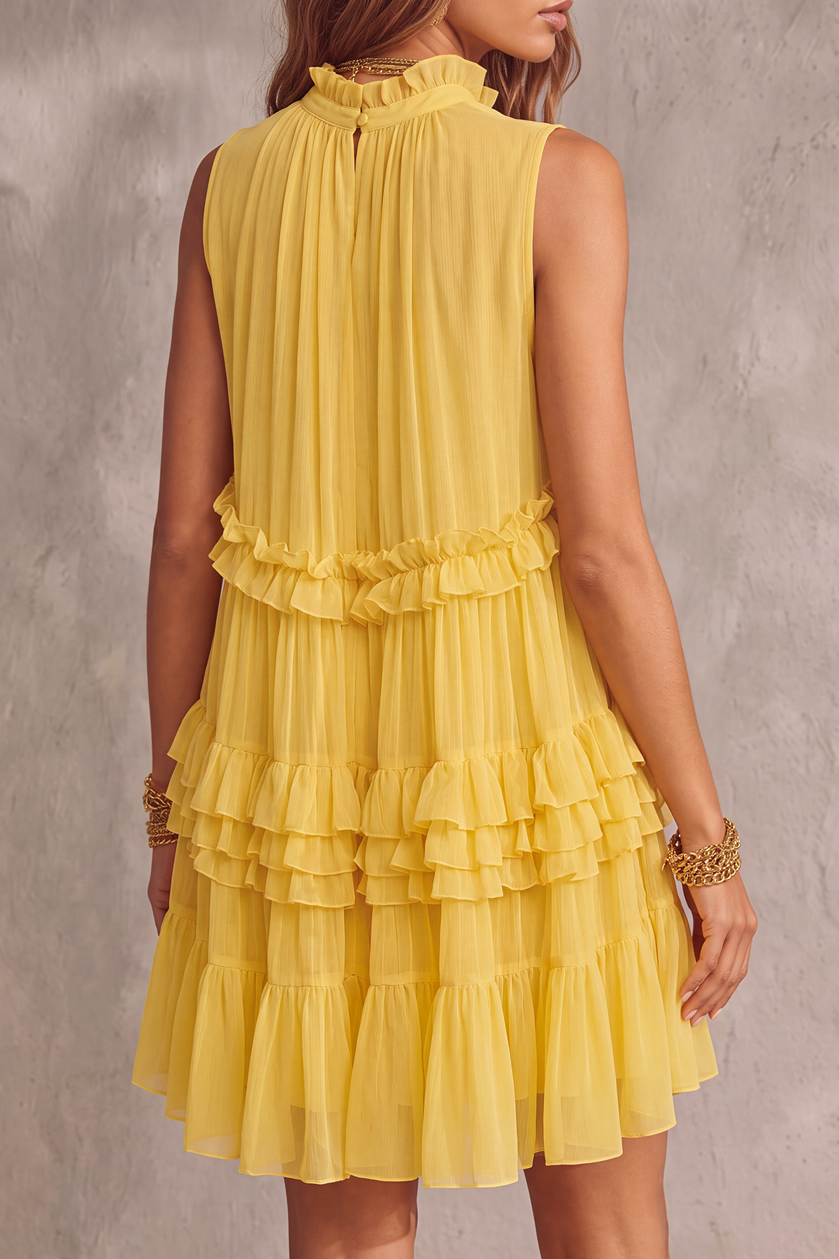 Ruffle Button Front Mini Dress
