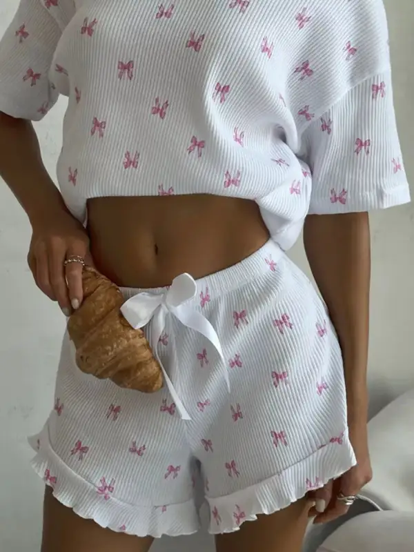 Bow Comfortable Everyday Pajama Set