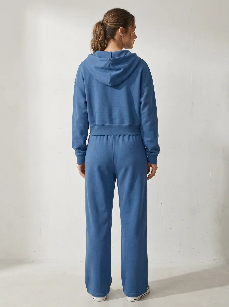 Active Flared-Leg Women's Cropped Zip-Up Hoodie Jogger Active Set