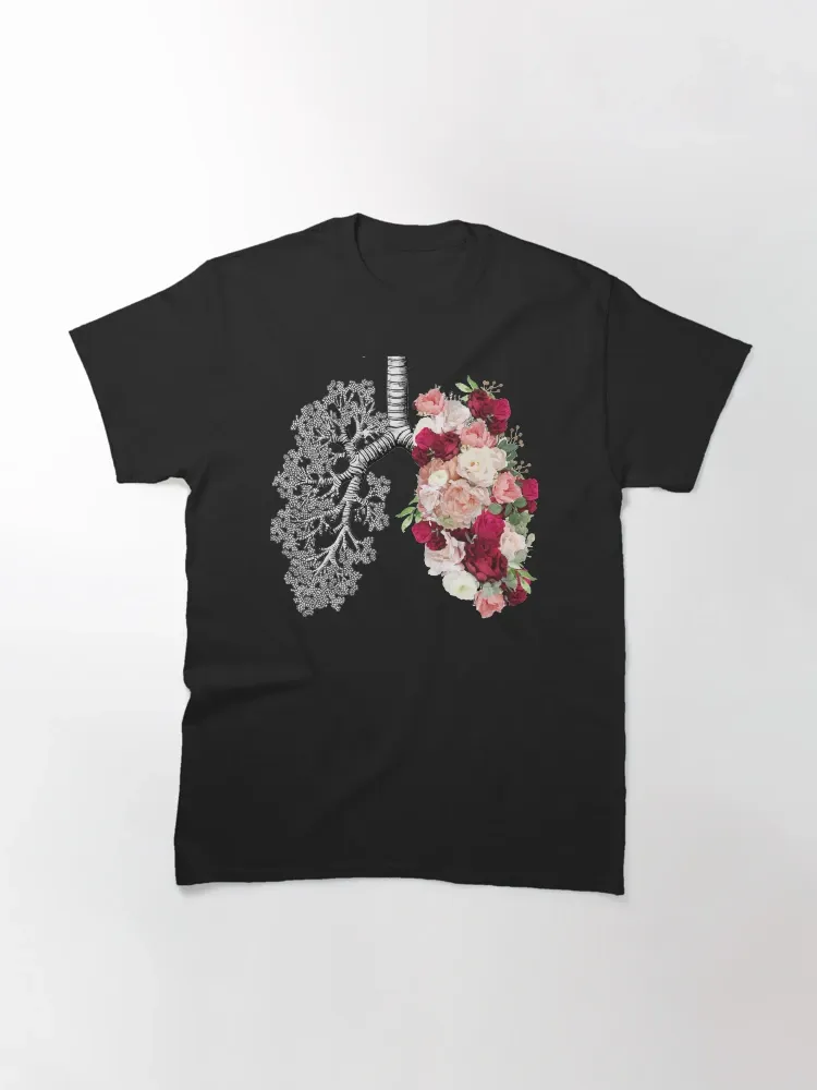 Women's Gothic-Themed Floral Organ Print Crew Neck Short-Sleeve T-Shirt