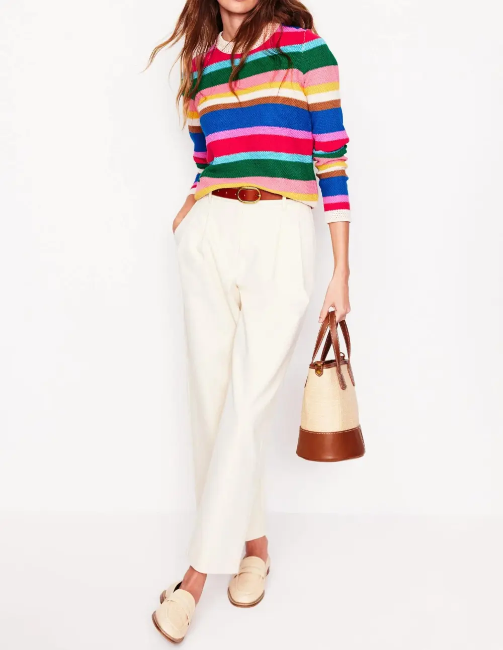 Pullover Crew Neck Trim Sweater