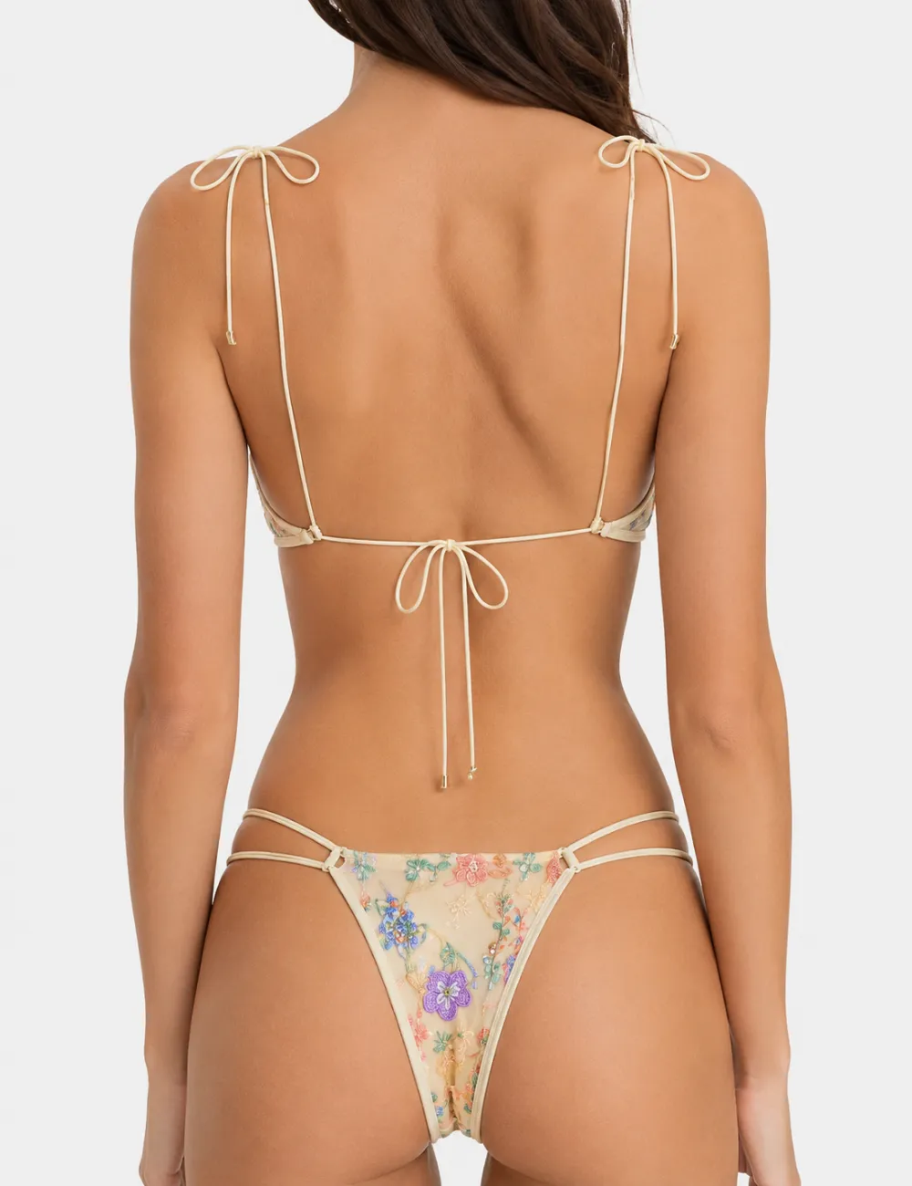 Embroidered Sheer Mesh Base Bikini Set