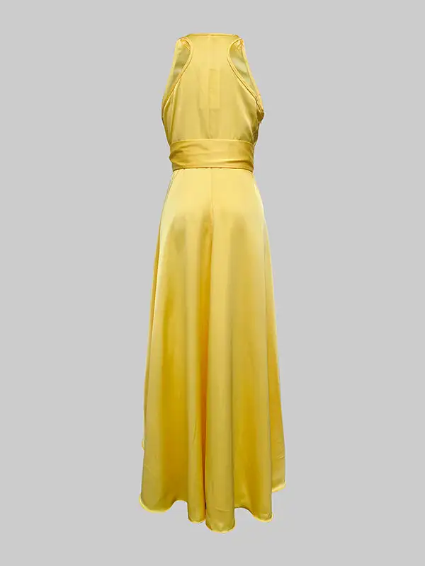 Trim Neck Maxi Dress
