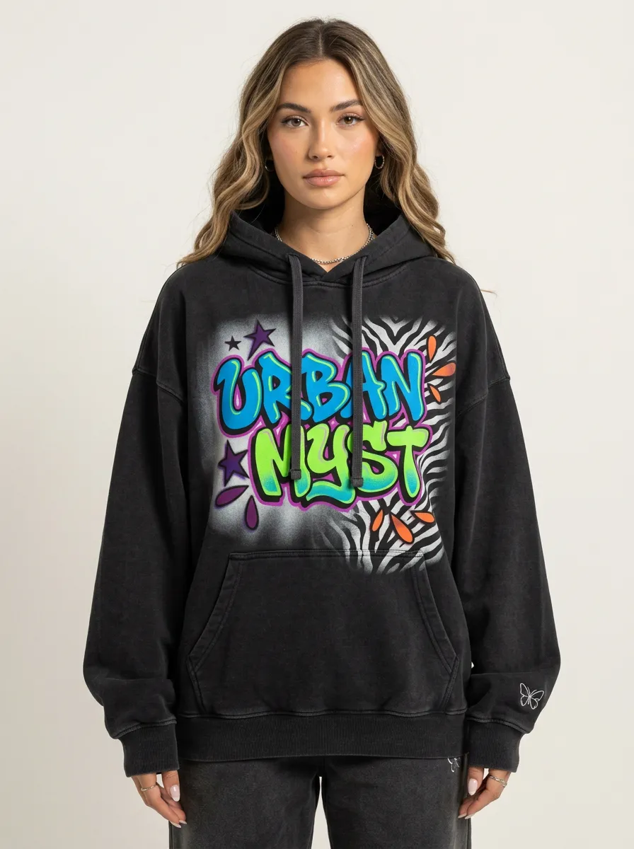 Unisex Contemporary Streetwear Graffiti Zebra Hoodie