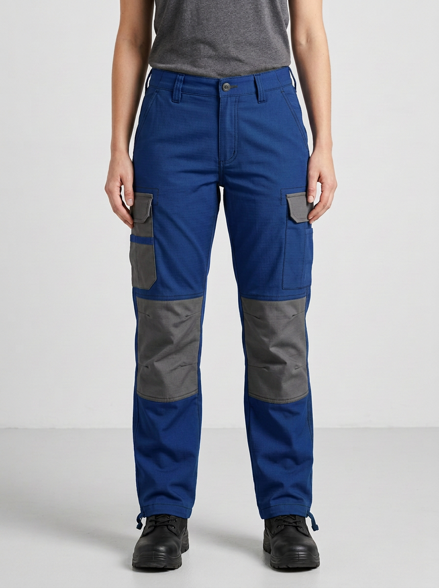 Unisex Contrast Knee Multi-Pocket Tactical Work Pants