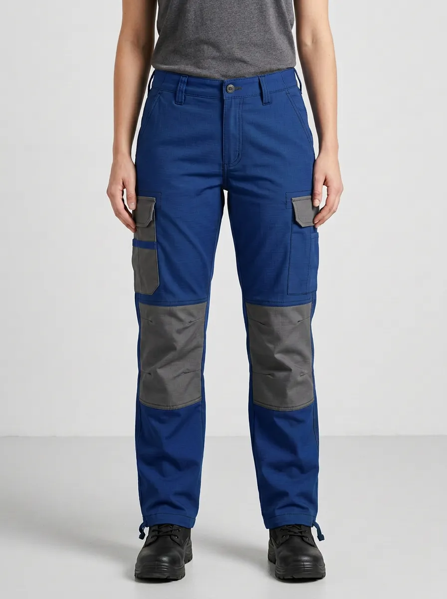 Unisex Contrast Knee Multi-Pocket Tactical Work Pants