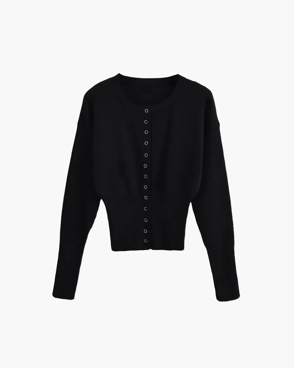 Snap-Button Knit Cardigan