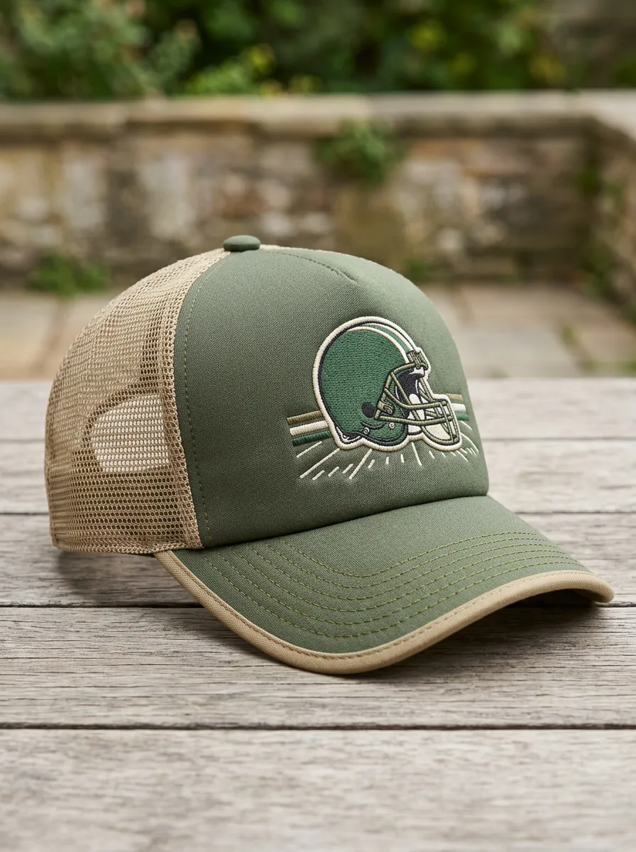 Men's Gridiron Football Fan Helmet Embroidered Mesh Trucker Cap